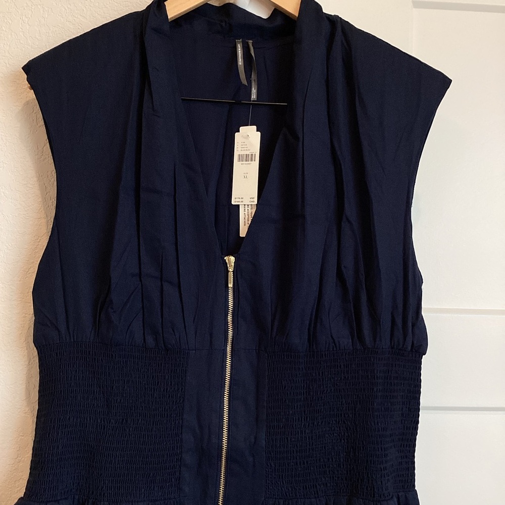 Anthropologie Tommie Zip-Front V-Neck Midi Dress NWT Navy Storm XL - Picture 6 of 14